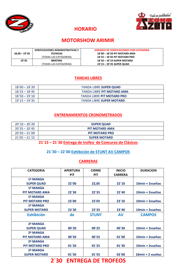 HORARIO ZAFRA 2016